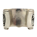 Berra Tawahongva - Hopi - Contemporary Sterling Silver Overlay Bracelet with Kachina Pictorials, size 7