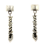 Isaiah Ortiz (b. 1976) - San Felipe - Contemporary Sterling Silver Overlay Post Earrings, 2.25" x 0.25"