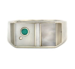 Veronica Benally - Navajo - Contemporary Mother of Pearl and Turquoise Channel Inlay and Sterling Silver Ring, size 6.75