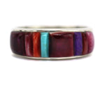 Veronica Benally - Navajo - Contemporary Multi-Stone Cobble Inlay and Sterling Silver Ring, size 6.75