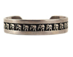 Beauford Dawahoya (1938-1998) - Hopi Sterling Silver Overlay Bracelet with Kokopelli Flute Player Design c. 1980s, size 6