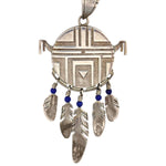 Ray Tracey (b. 1953) - Navajo - Multi-Stone Channel Inlay and Silver Sunface Kachina Pendant with Handmade Chain c. 1970-80s, 24" length