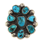 Navajo - Turquoise Cluster and Silver Ring c. 1940-50s, size 6.75