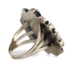 Navajo - Turquoise Cluster and Silver Ring c. 1940-50s, size 6.75