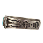 Navajo - Blue Gem Turquoise and Silver Bracelet with Stamped Design c. 1930s, size 6.375