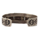 Navajo - Blue Gem Turquoise and Silver Bracelet with Stamped Design c. 1930s, size 6.375
