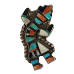 Zuni - Multi-Stone Inlay and Silver Rainbow God Pin c. 1930-40s, 1.5" x 2.125"