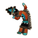 Zuni - Multi-Stone Inlay and Silver Rainbow God Pin c. 1930-40s, 1.375" x 1.75"