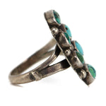 M. Guerro - Navajo - Turquoise Cluster and Silver Ring c. 1960s, size 12.25