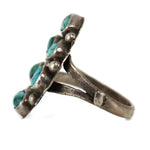 M. Guerro - Navajo - Turquoise Cluster and Silver Ring c. 1960s, size 12.25