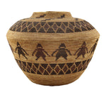 Yokuts Polychrome Friendship Basket with Rattlesnake Design c. 1900-20s, 12" x 15"