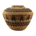 Yokuts Polychrome Friendship Basket with Rattlesnake Design c. 1900-20s, 12" x 15"