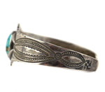 Navajo - Turquoise and Silver Bracelet with Stamped Design c. 1950s, size 6.5