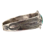 Navajo - Turquoise and Silver Bracelet with Stamped Design c. 1950s, size 6.5