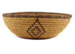 Chemehuevi Oval Basket with Diamond Design c. 1920s, 2.25" x 9.75" x 7.5"