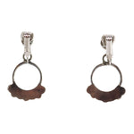 Zuni - Turquoise and Silver Hoop Clip-on Earrings c. 1950-60s, 1.375" x 0.75"