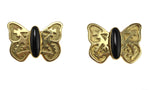 Alfred Joe (b. 1950) - Navajo - Pair of 14K Gold Necklaces with 18K Gold and Jet Butterfly Pendant, Post Earrings, and Ring Set c. 1990-2000s