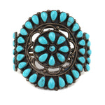 Possibly Willie Shaw - Navajo - Turquoise Cluster and Sterling Silver Bracelet c. 1950-60s, size 6.375