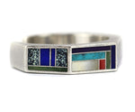 Ben Nighthorse (b. 1933) - Cheyenne - Multi-Stone Channel Inlay and Sterling Silver Bracelet c. 1980-90s, size 5.75