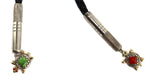Jesse Monongya (b. 1952) - Navajo/Hopi - Multi-Stone Inlay, 14K Gold, Silver Tufacast, and Leather Bolo Tie with Turtle Design c. 1980-90s, 3" x 2" bolo