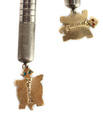 Jesse Monongya (b. 1952) - Navajo/Hopi - Multi-Stone Inlay, 14K Gold, Silver Tufacast, and Leather Bolo Tie with Turtle Design c. 1980-90s, 3" x 2" bolo