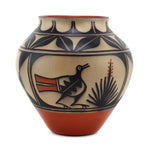 Hilda Coriz (1949-2007) - Santo Domingo (Kewa) Polychrome Vase with Bird Design c. 1970-80s, 9.625" x 9"