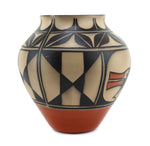 Hilda Coriz (1949-2007) - Santo Domingo (Kewa) Polychrome Vase with Bird Design c. 1970-80s, 9.625" x 9"
