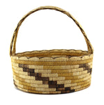 Tohono O'odham Polychrome Handled Basket c. 1950-60s, 10" x 10.5"