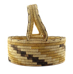 Tohono O'odham Polychrome Handled Basket c. 1950-60s, 10" x 10.5"