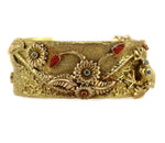 Jesse Monongya (b. 1952) - Diamond, Multi-Stone, and 14K Gold Bracelet with Ornate Frog and Flower Design c. 1980-90s, size 6.75