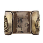 Victor Coochwytewa (1922-2011) & Kopavi International Shop - Hopi - 14K Gold Overlay and Sterling Silver Bracelet with Antelope Pictorial Design c. 1970-80s, size 6.625