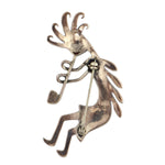 Glenn & Irene Sandoval - Navajo - Silver Necklace, French Hook Earrings and Silver Pin Set with Kokopelli Design c. 1970-80s