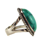 Navajo - Turquoise and Silver Ring c. 1970-80s, size 6.5