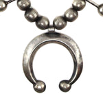 Miramontes - Contemporary Silver Squash Blossom Necklace with Sandcast Naja, 24" length