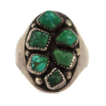 Leekity Family - Zuni - Turquoise Nugget and Silver Ring c. 1950s, size 5.75