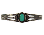 Navajo - Turquoise and Silver Bracelet with Stamped Design c. 1960s, size 5.875