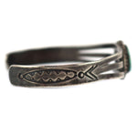 Navajo - Turquoise and Silver Bracelet with Stamped Design c. 1960s, size 5.875