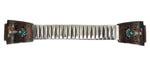 Zuni - Multi-Stone Inlay and Silver Watchband with Thunderbird Design c. 1940-50s, 6.25" length