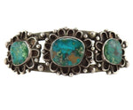 Navajo - Turquoise and Silver Bracelet with Flower Design c. 1950s, size 6.5