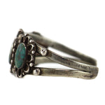 Navajo - Turquoise and Silver Bracelet with Flower Design c. 1950s, size 6.5