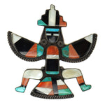 Zuni - Multi-Stone Inlay and Silver Knifewing God Pin c. 1930s, 3" x 2.75"