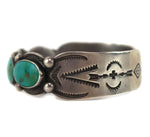 Navajo - Turquoise and Silver Bracelet with Stamped Design c. 1930-40s, size 6.75
