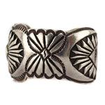 Franklin and Verna Tahe - Navajo - Sterling Silver Overlay Bracelet with Stamped Design c. 1980s, size 7.25