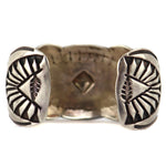 Franklin and Verna Tahe - Navajo - Sterling Silver Overlay Bracelet with Stamped Design c. 1980s, size 7.25
