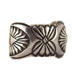 Franklin and Verna Tahe - Navajo - Sterling Silver Overlay Bracelet with Stamped Design c. 1980s, size 7.25