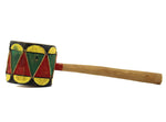 Taos Leather and Wood Rattle c. 1950s, 7.75" x 2.25" x 2.125"