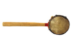 Taos Leather and Wood Rattle c. 1950s, 7.75" x 2.25" x 2.125"