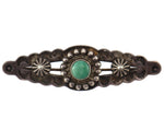 Navajo - Turquoise and Silver Pin with Stamped Design c. 1930s, 0.625" x 2.125"