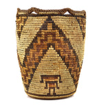 Klickitat Polychrome Basket with Zig-Zag Design and Fluted Rim c. 1900s, 13" x 10"
