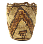 Klickitat Polychrome Basket with Zig-Zag Design and Fluted Rim c. 1900s, 13" x 10"